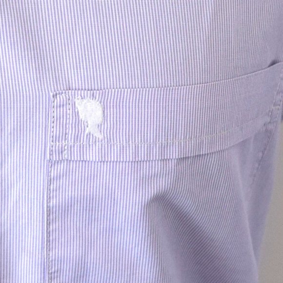 Aritzia Blue/Purple Striped Boyfriend Fit Short Sleeve Button Down - Picture 2 of 6